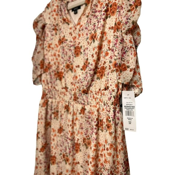 NWT MSK Woman Ladies Fit & Flare Flowy Spring Holiday Pastel Floral Dress SZ 2X - Picture 4 of 7